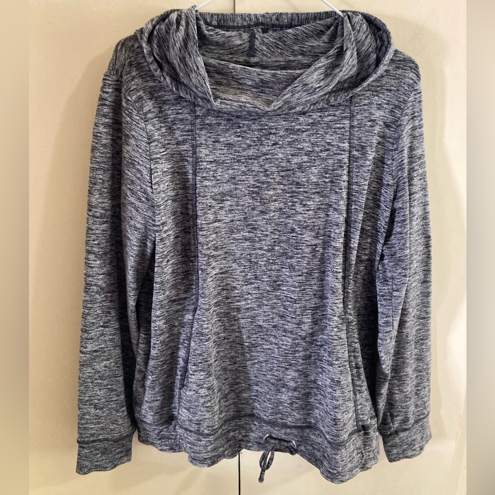 Xersion Gray Marled Hooded Pullover Sweatshirt